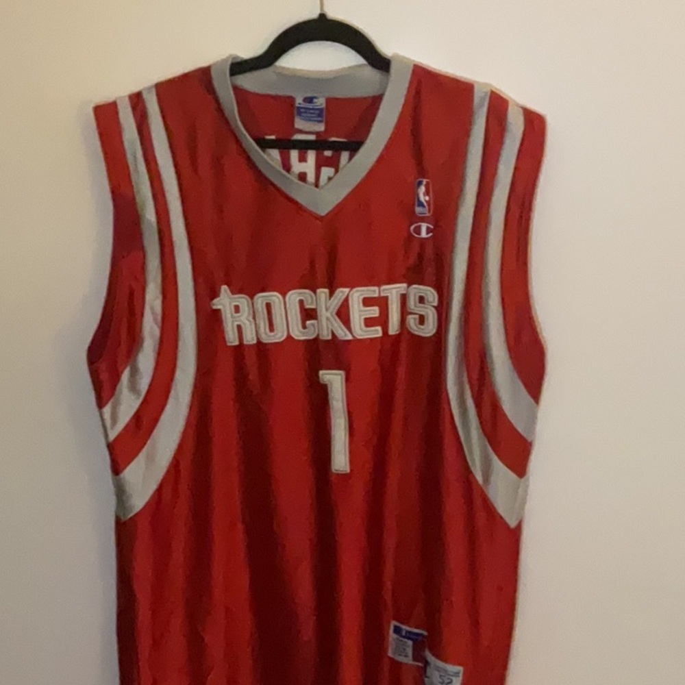 Champion Houston rockets McGrady Red and White Accented Basketball Jersey NBA